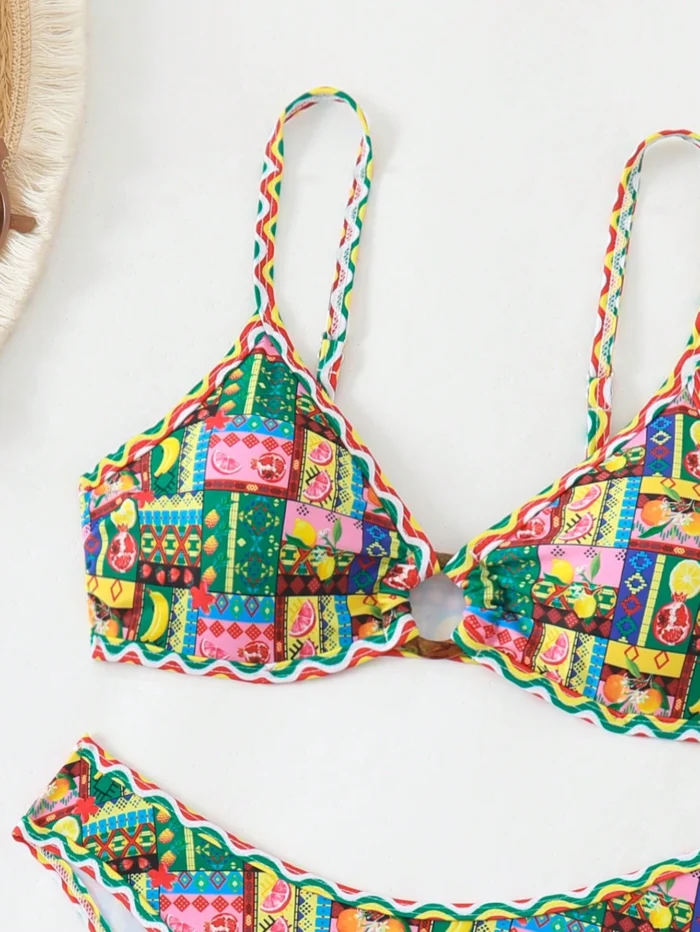 Swim Mod Springbreak Women's Vacation Party Casual Summer Beach Floral Print Wireless Bikini - Image 4