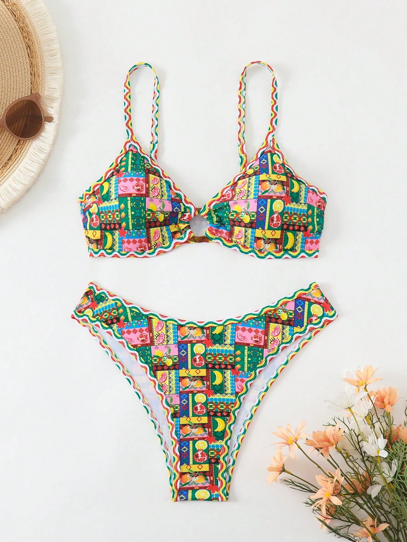Swim Mod Springbreak Women's Vacation Party Casual Summer Beach Floral Print Wireless Bikini - Image 6