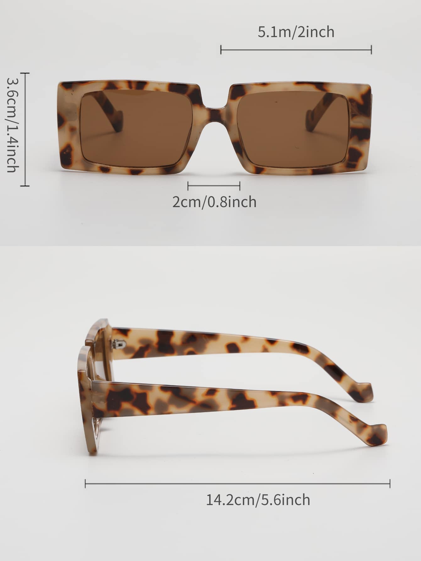 Unisex Retro Small Frame Rectangular Leopard Print Bohemian Plastic Sunglasses - Image 4