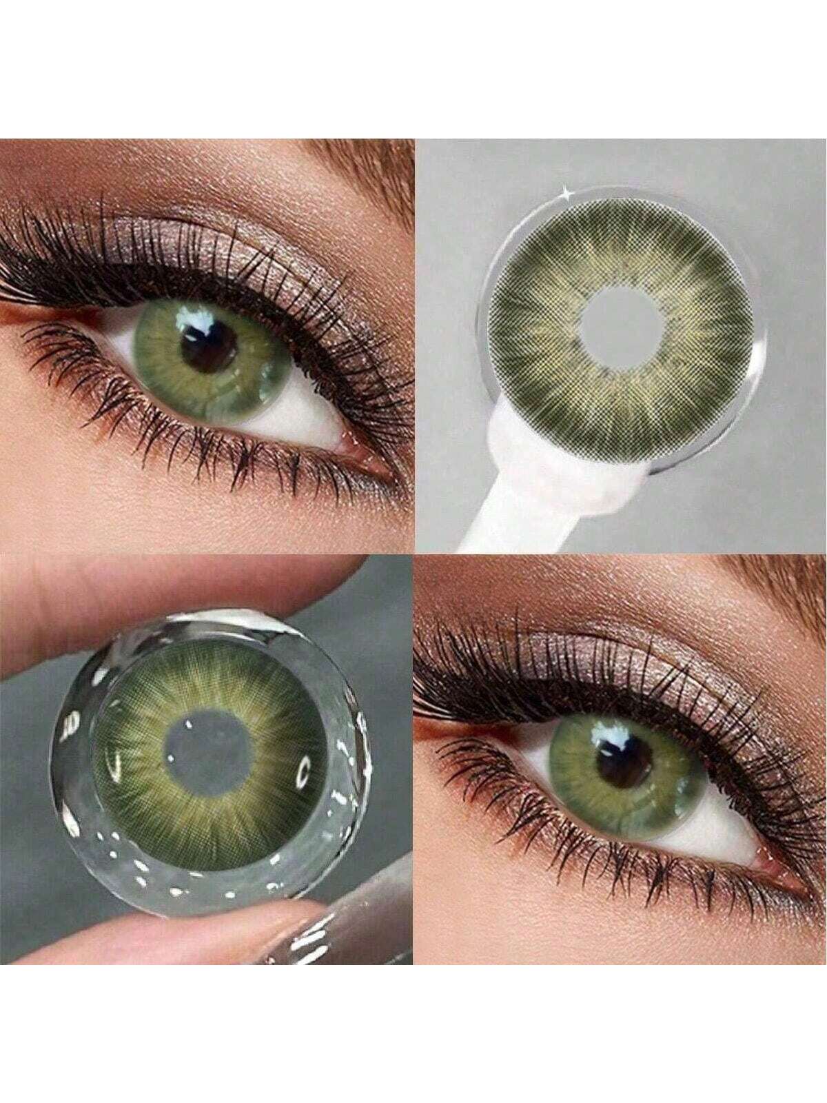 1 Pair Colorful Green Natural Looking Disposable Contact Lenses