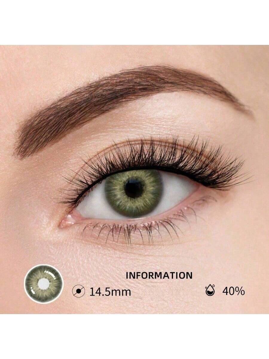 1 Pair Colorful Green Natural Looking Disposable Contact Lenses - Image 2