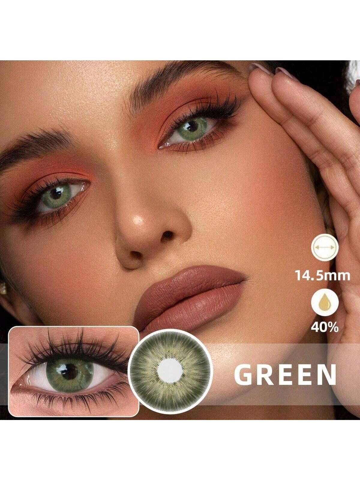 1 Pair Colorful Green Natural Looking Disposable Contact Lenses - Image 3
