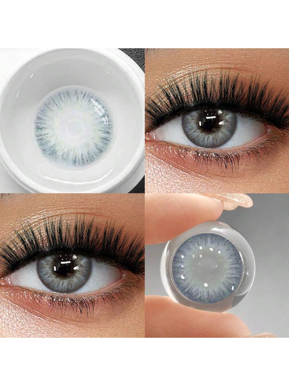 1 Pair Of Eye Grey Blue Makeup Colored Contact Lenses