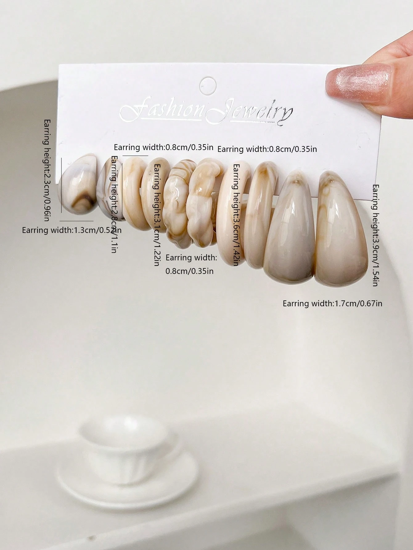 1 Set Of 5 Pairs Versatile Comma, Water Drop Cute Stud Earrings Set - Image 2