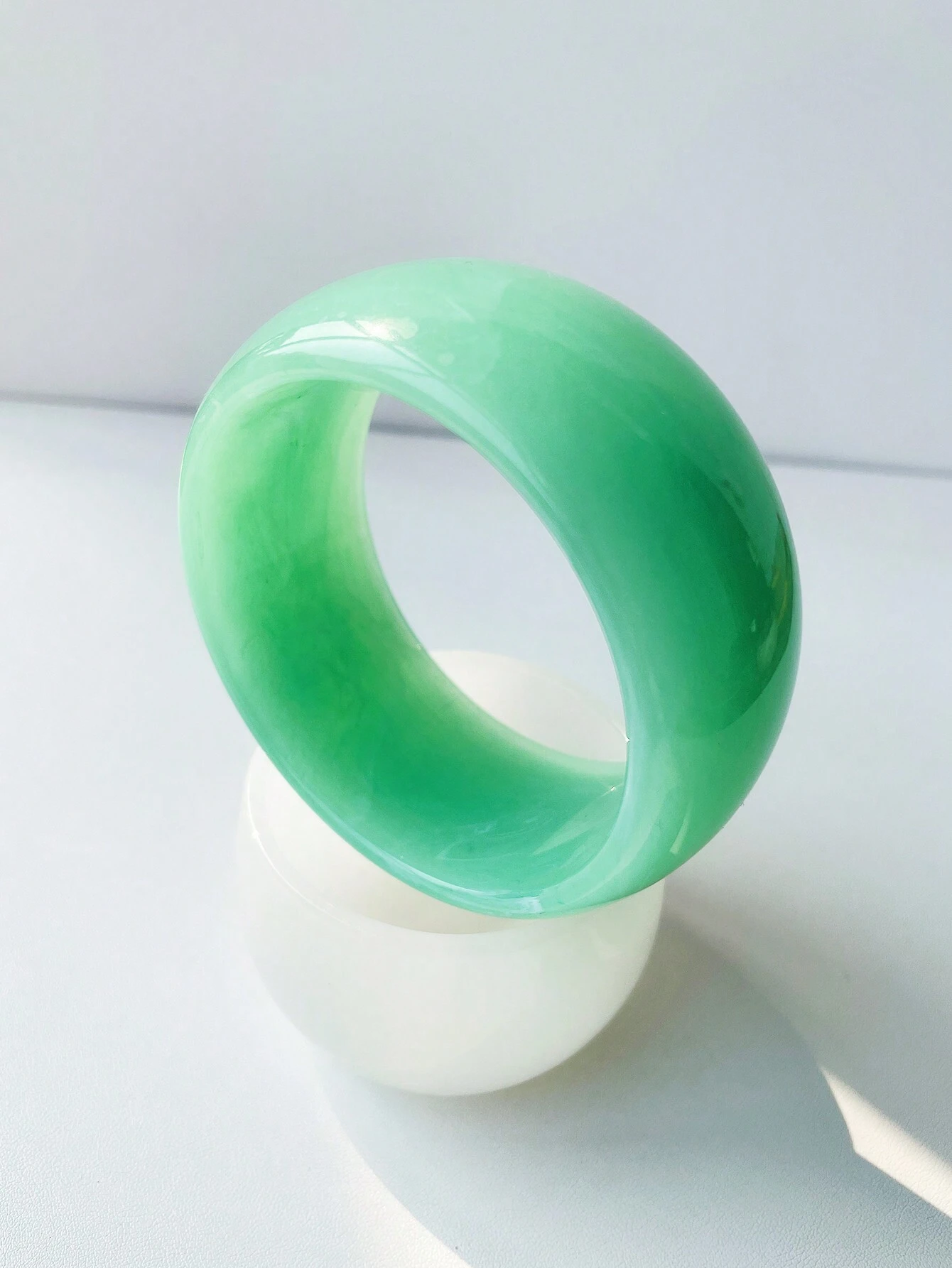 1pc Exaggerate Vintage Colorful Transparent Retrot Marble Pattern Acryic Heavy Wide Bangle Bracelet Mint Green