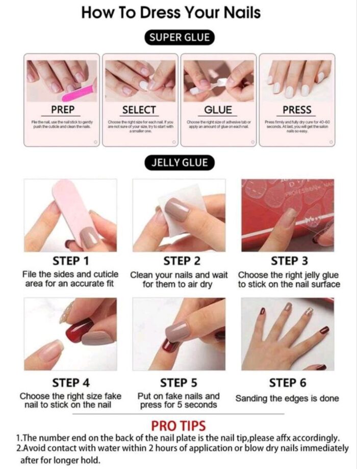 24Pcs Long Almond 3d Gelnails Makes Flower Nails Design French Tip Press On - Image 6