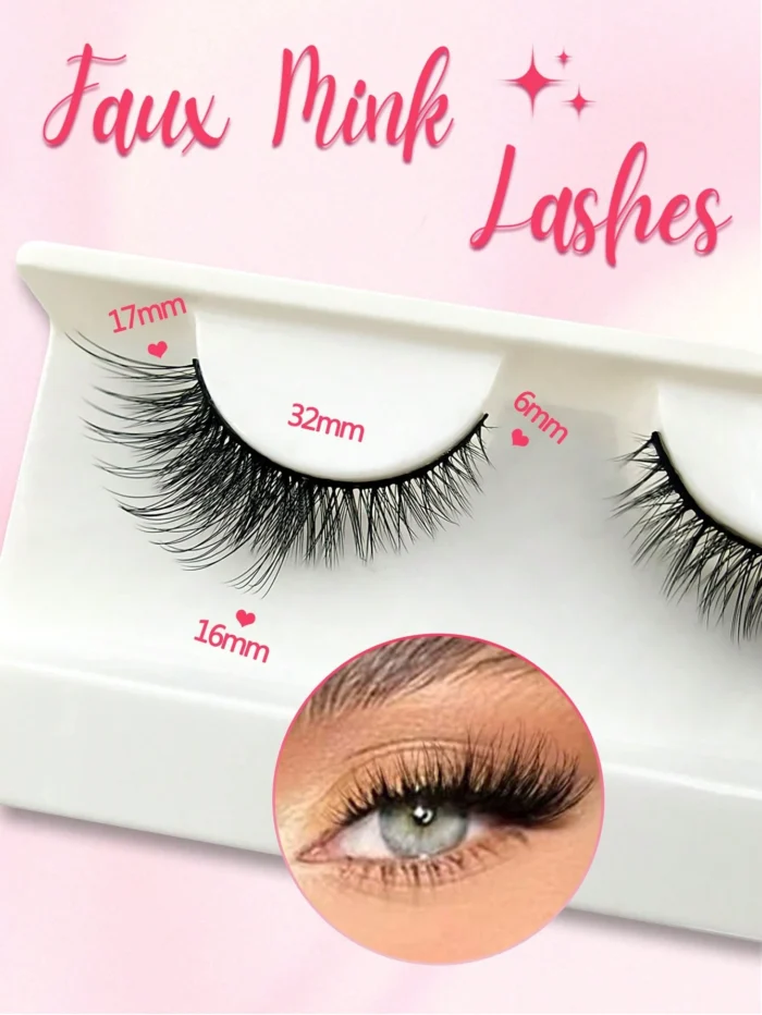 5pairs Cat Eye Volumized Faux Mink False Eyelashes - Image 5