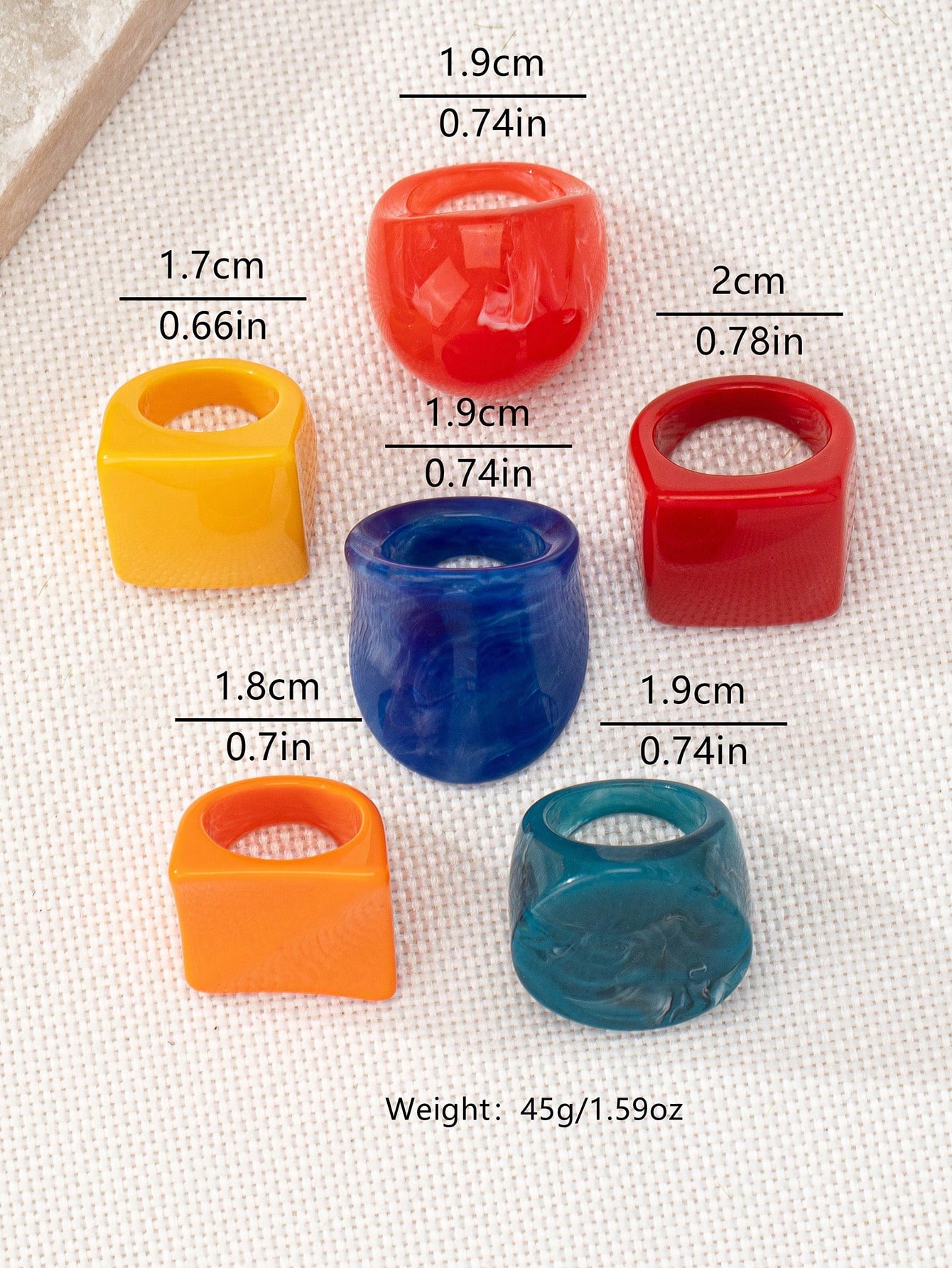 6pcs Set Vintage Exaggerated Acrylic Rings - Image 6
