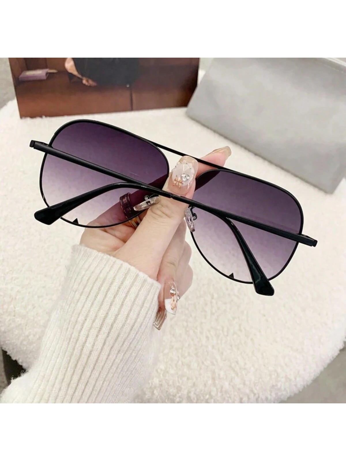 Classic Double-Bridge Vintage Oversized Frame Fashion Fashion Glasses - Image 2