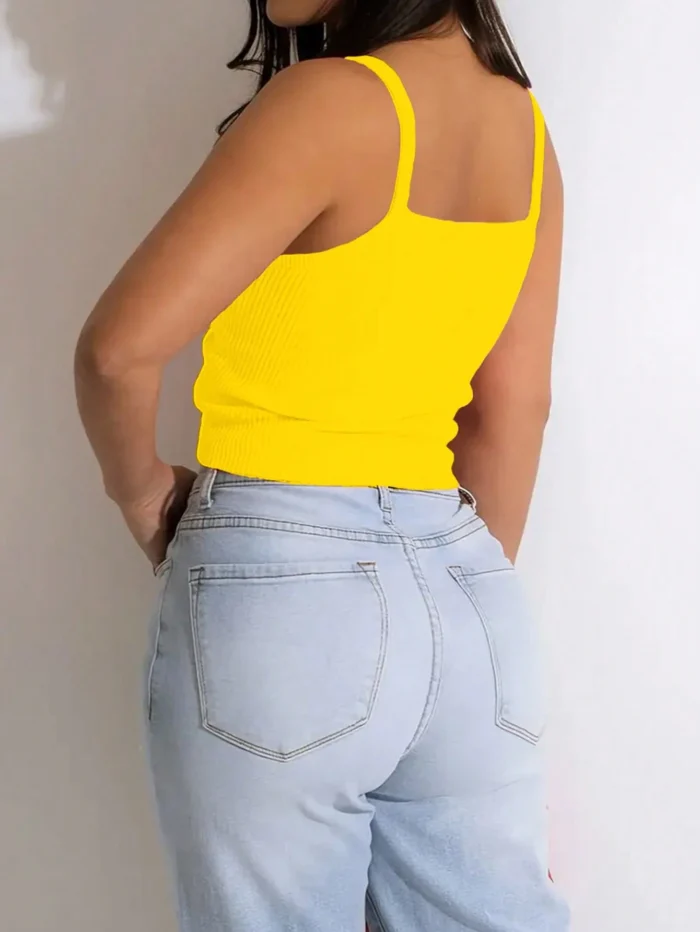INAWLY Summer Fashion Solid Color Twist Crop Camisole Top - Image 2
