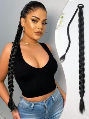 Long Ponytail Hair Extensions, Straight Women's 26inch Braided Straight Winding Hair Extensions