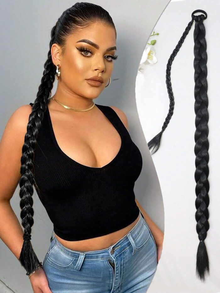 Long Ponytail Hair Extensions, Straight Women's 26inch Braided Straight Winding Hair Extensions