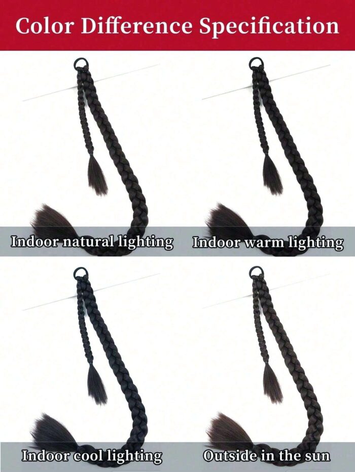 Long Ponytail Hair Extensions, Straight Women's 26inch Braided Straight Winding Hair Extensions - Image 10