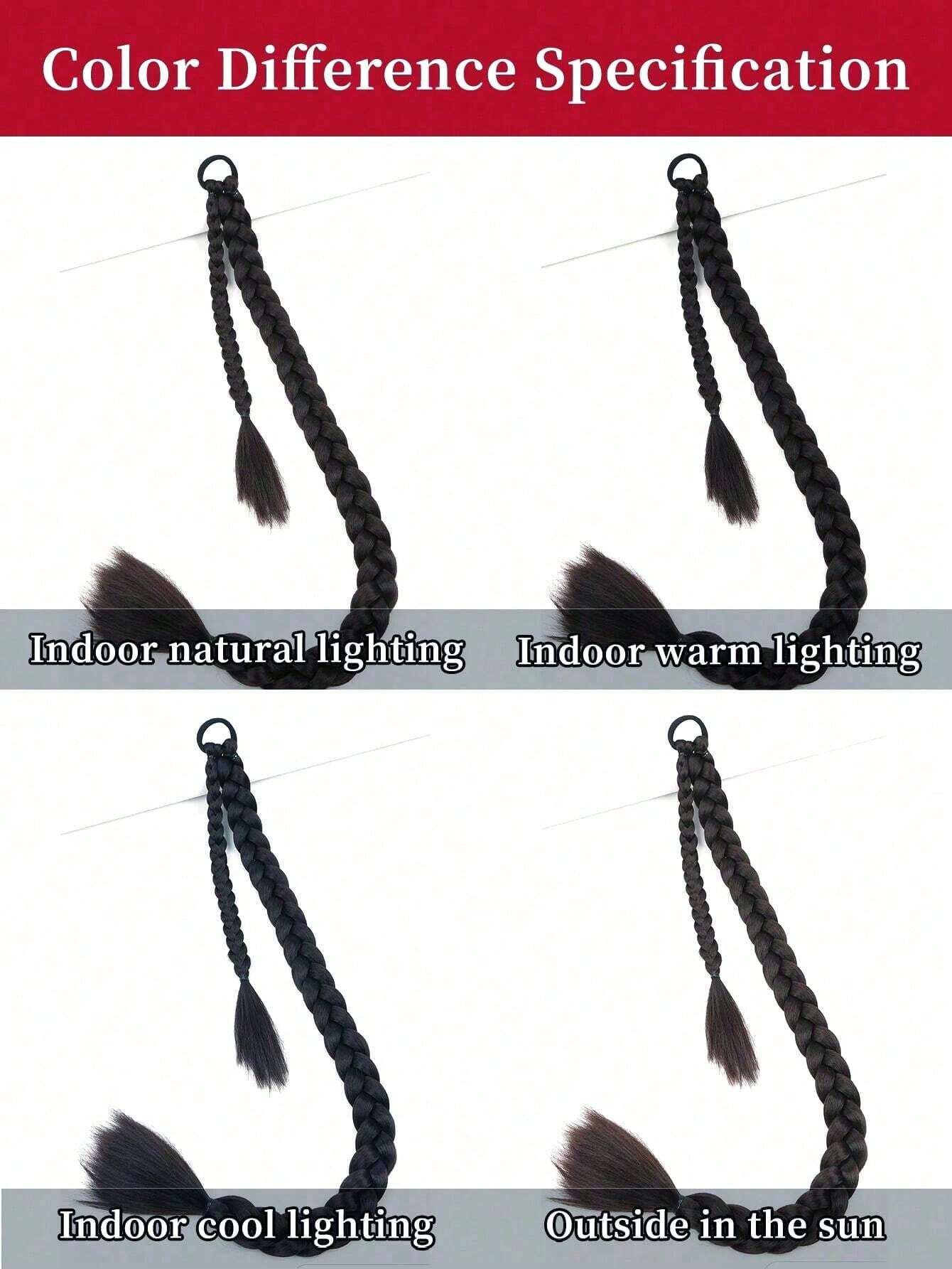 Long Ponytail Hair Extensions, Straight Women's 26inch Braided Straight Winding Hair Extensions - Image 10