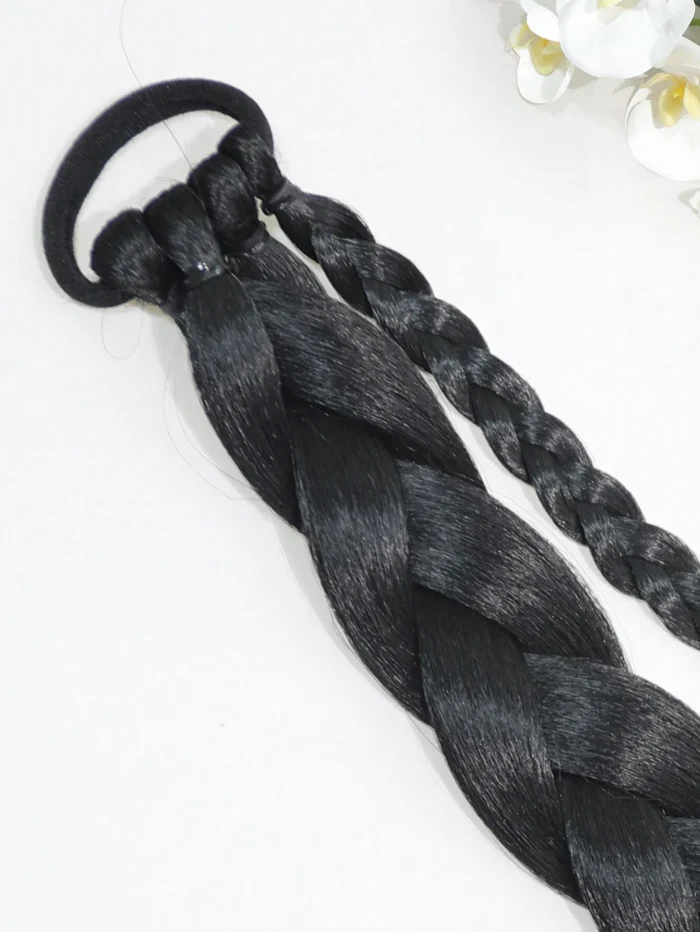 Long Ponytail Hair Extensions, Straight Women's 26inch Braided Straight Winding Hair Extensions - Image 4