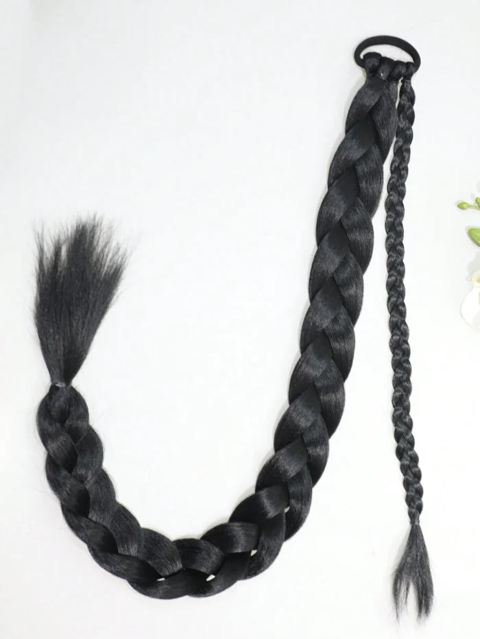 Long Ponytail Hair Extensions, Straight Women's 26inch Braided Straight Winding Hair Extensions - Image 5