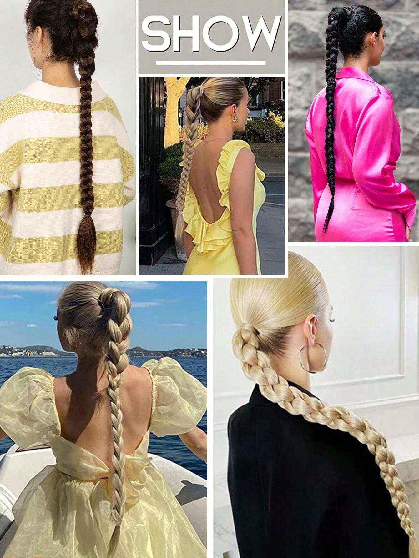 Long Ponytail Hair Extensions, Straight Women's 26inch Braided Straight Winding Hair Extensions - Image 7
