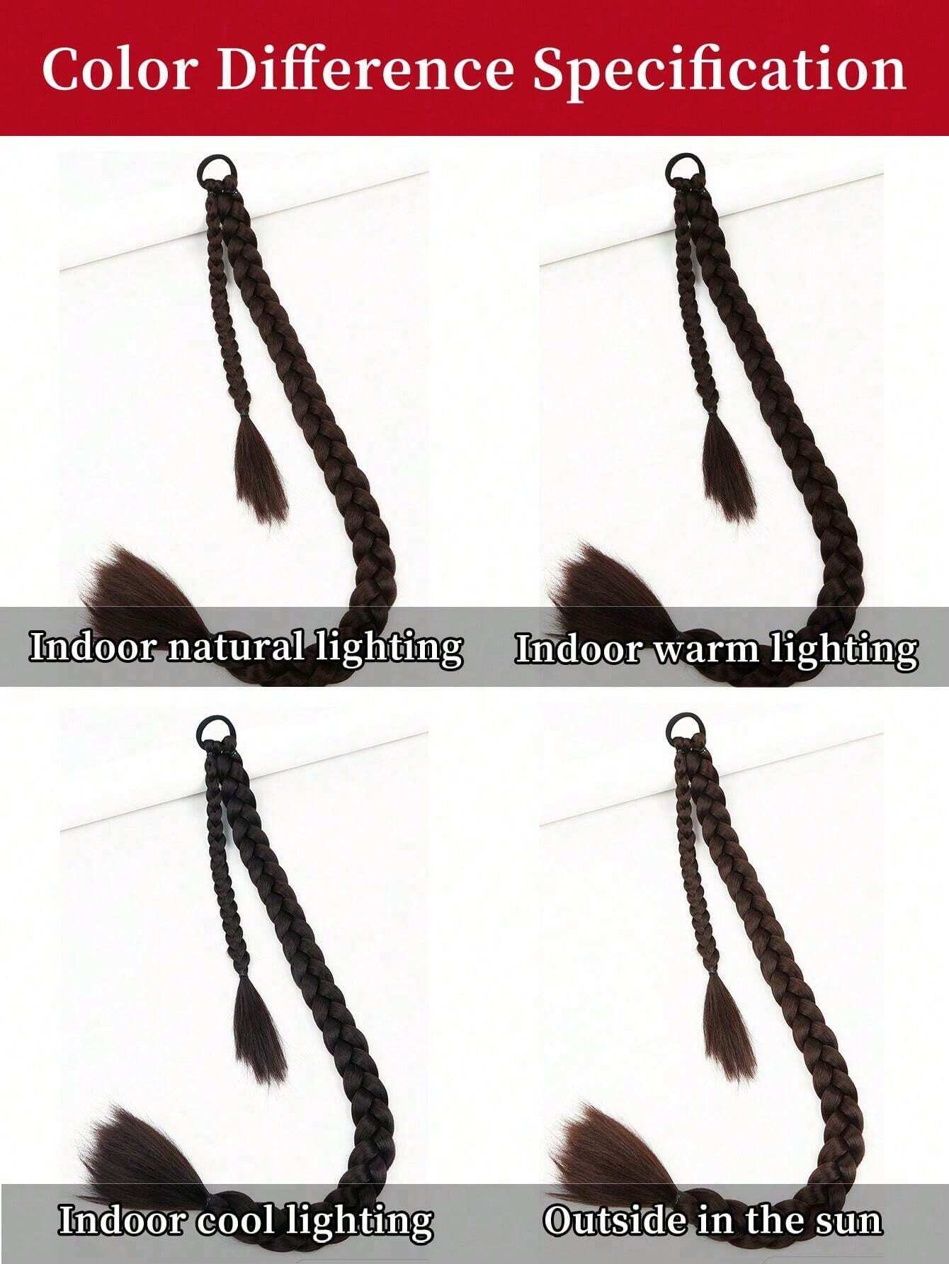 Long Ponytail Hair Extensions, Straight Women's 26inch Braided Straight Winding Hair Extensions - Image 2