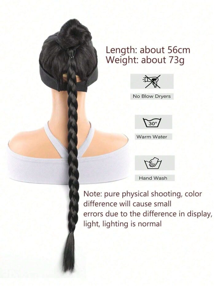 Long Ponytail Hair Extensions, Straight Women's 26inch Braided Straight Winding Hair Extensions - Image 8