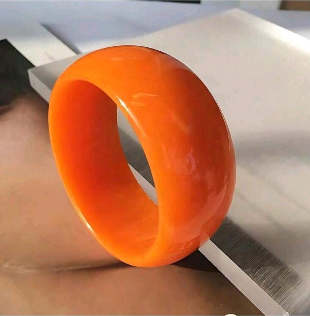 1pc Exaggerate Vintage Colorful Transparent Retrot Marble Pattern Acryic Heavy Wide Bangle Bracelet Jelly Orange