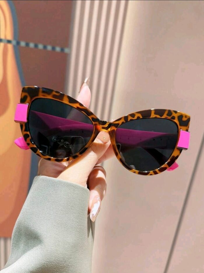 Polarized Sunglasses, Retro Leopard Print Cat Eye Frame Plastic Fashion - Image 2