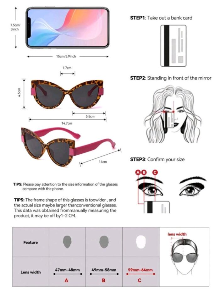 Polarized Sunglasses, Retro Leopard Print Cat Eye Frame Plastic Fashion - Image 5