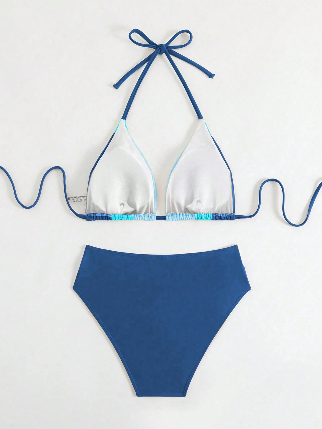 Swim Chiccia Women's New Summer Colorblock Triangle Halter Tie Bikini Set - Image 5