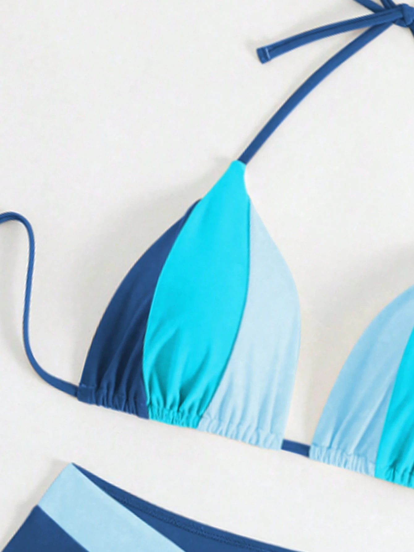 Swim Chiccia Women's New Summer Colorblock Triangle Halter Tie Bikini Set - Image 6