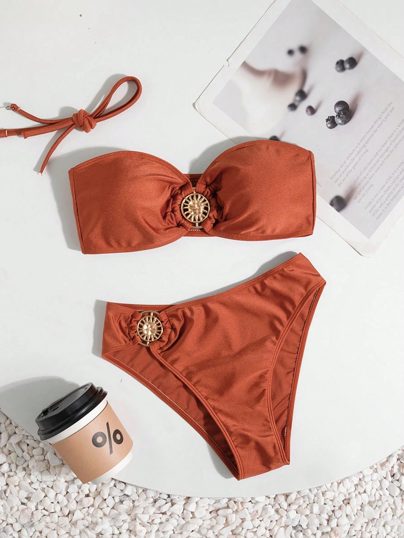 Swim Chiccia Women's Solid Color Fashionable Sexy Bikini Set - Image 2