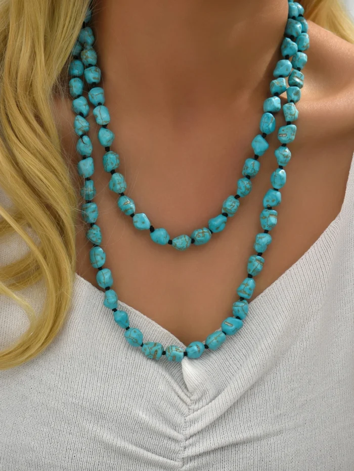 Turquoise Beaded Layered Necklace - Image 3