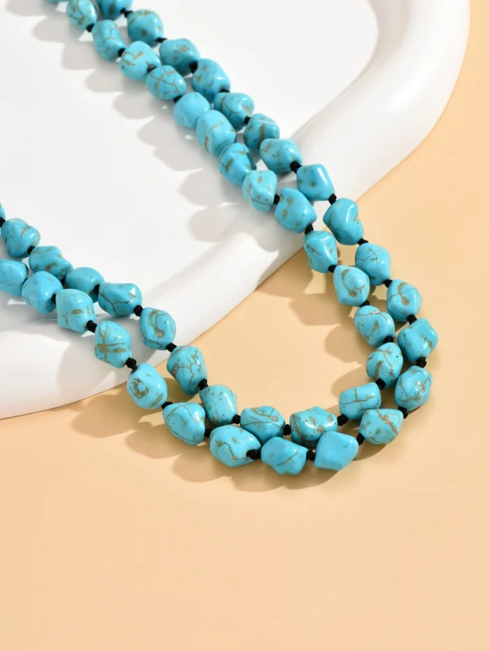 Turquoise Beaded Layered Necklace - Image 4