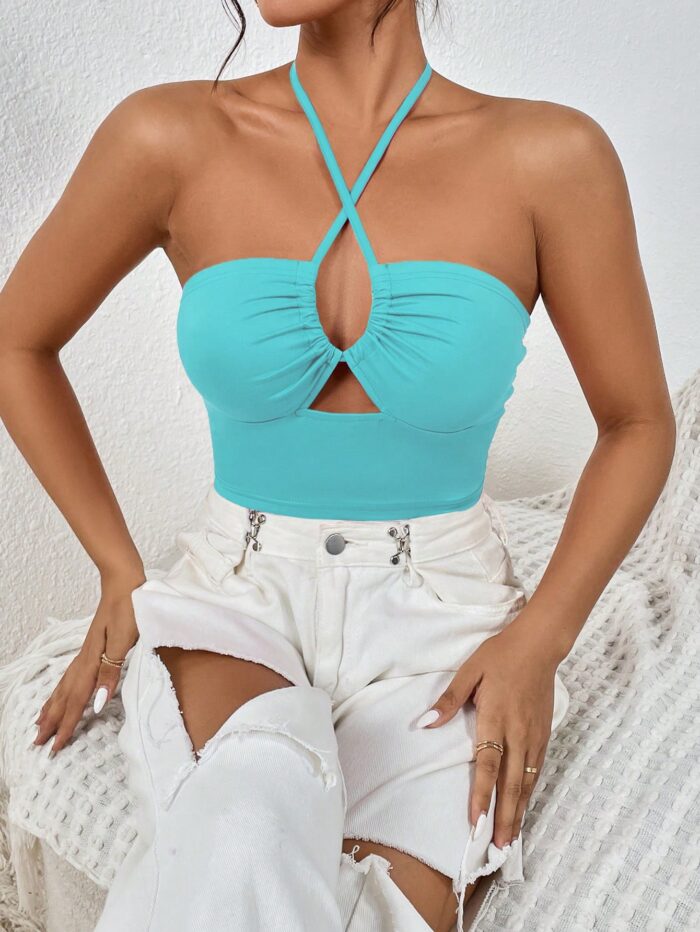 VaVaBold Sexy Crisscross Strap Spaghetti Strap Design Solid Color Camisole - Image 5