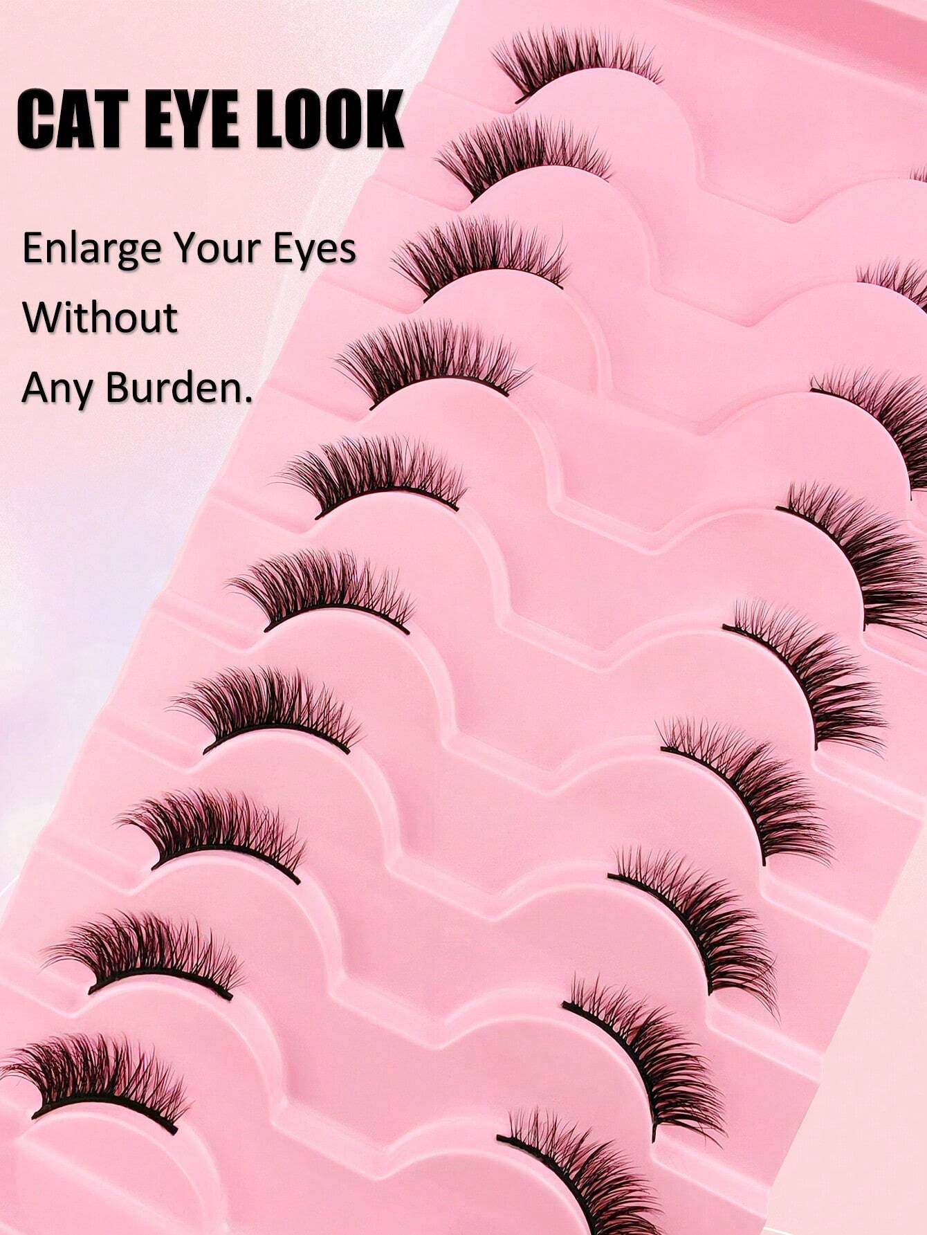 10 Pairs Half Lashes Natural Look Wispy Fluffy Cat Eye Look Natural - Image 7