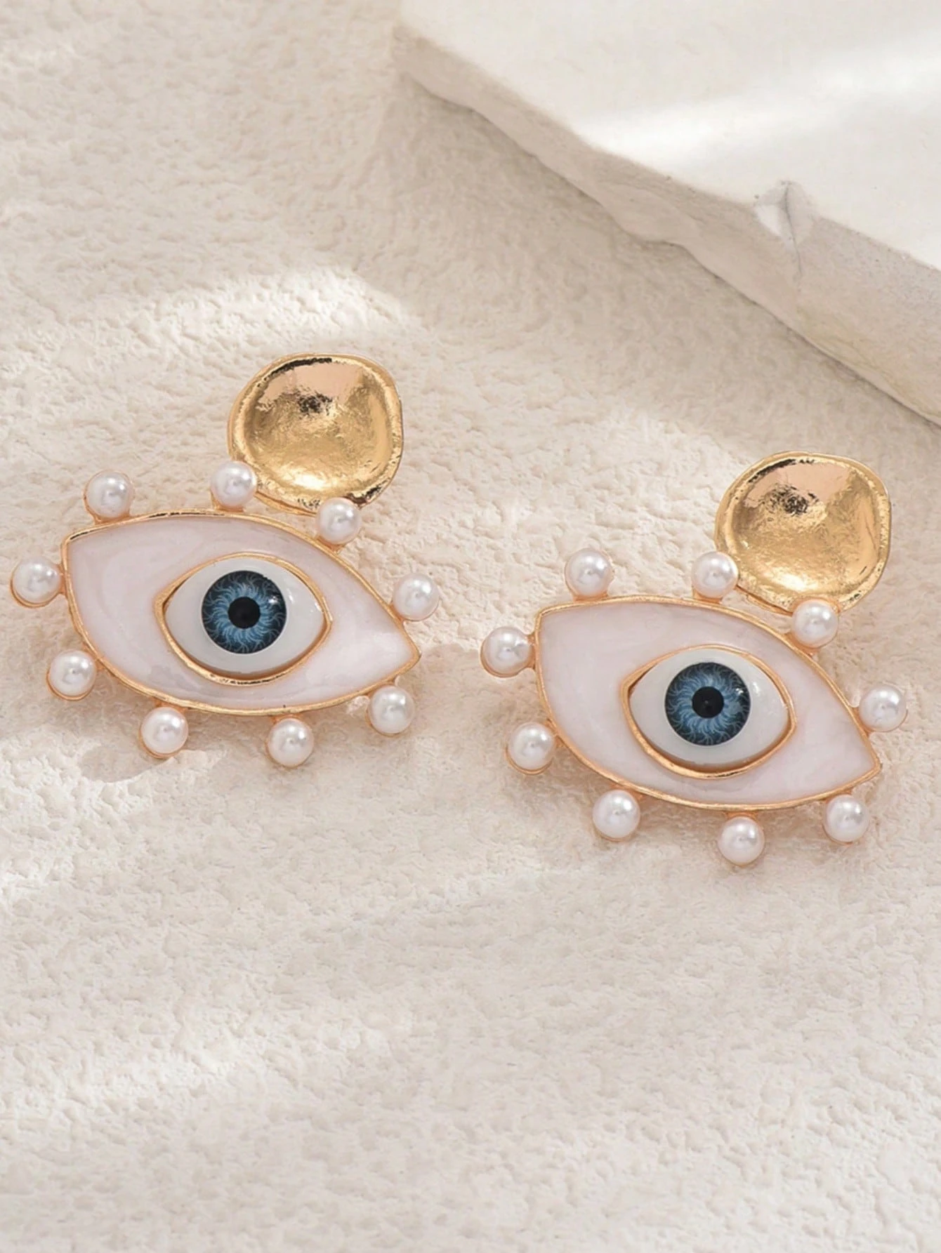 1 Pair Vintage Pearl Enamel Glazed Stud Earrings, Retro Niche Earrings - Image 2