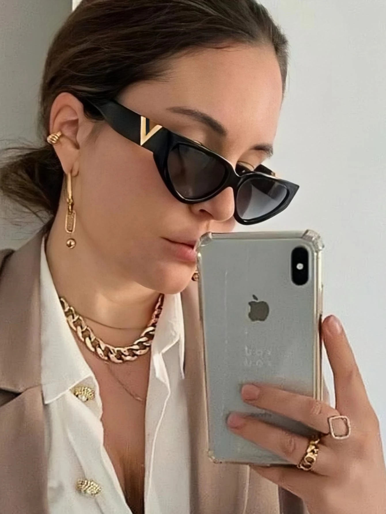 1 Pair Women's Cat Eye V-Shaped Fashion Fashion Glasses - Image 3
