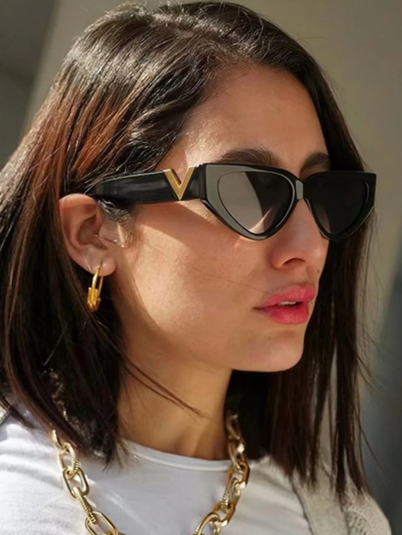 1 Pair Women's Cat Eye V-Shaped Fashion Fashion Glasses - Image 4
