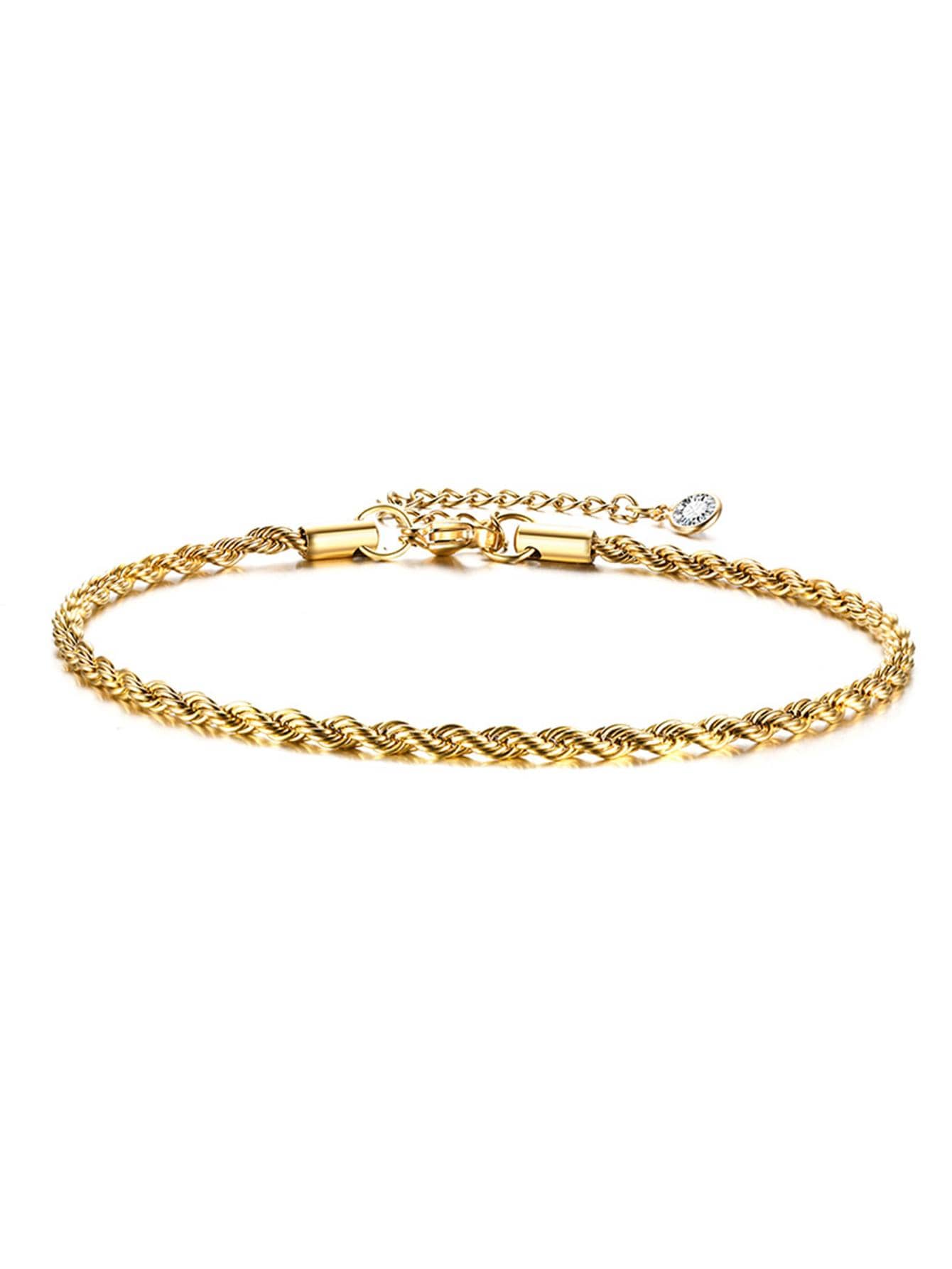 1pc Fashionable Stainless Steel Twist Design Anklet - Image 3