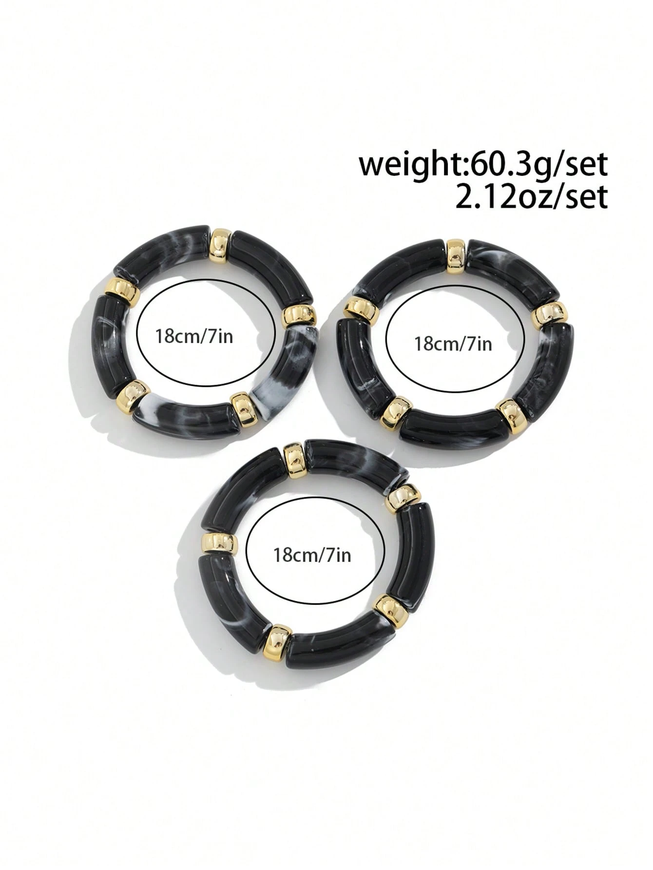 3pcs Vintage Acrylic Bamboo Bead Stacking Bracelets - Image 3