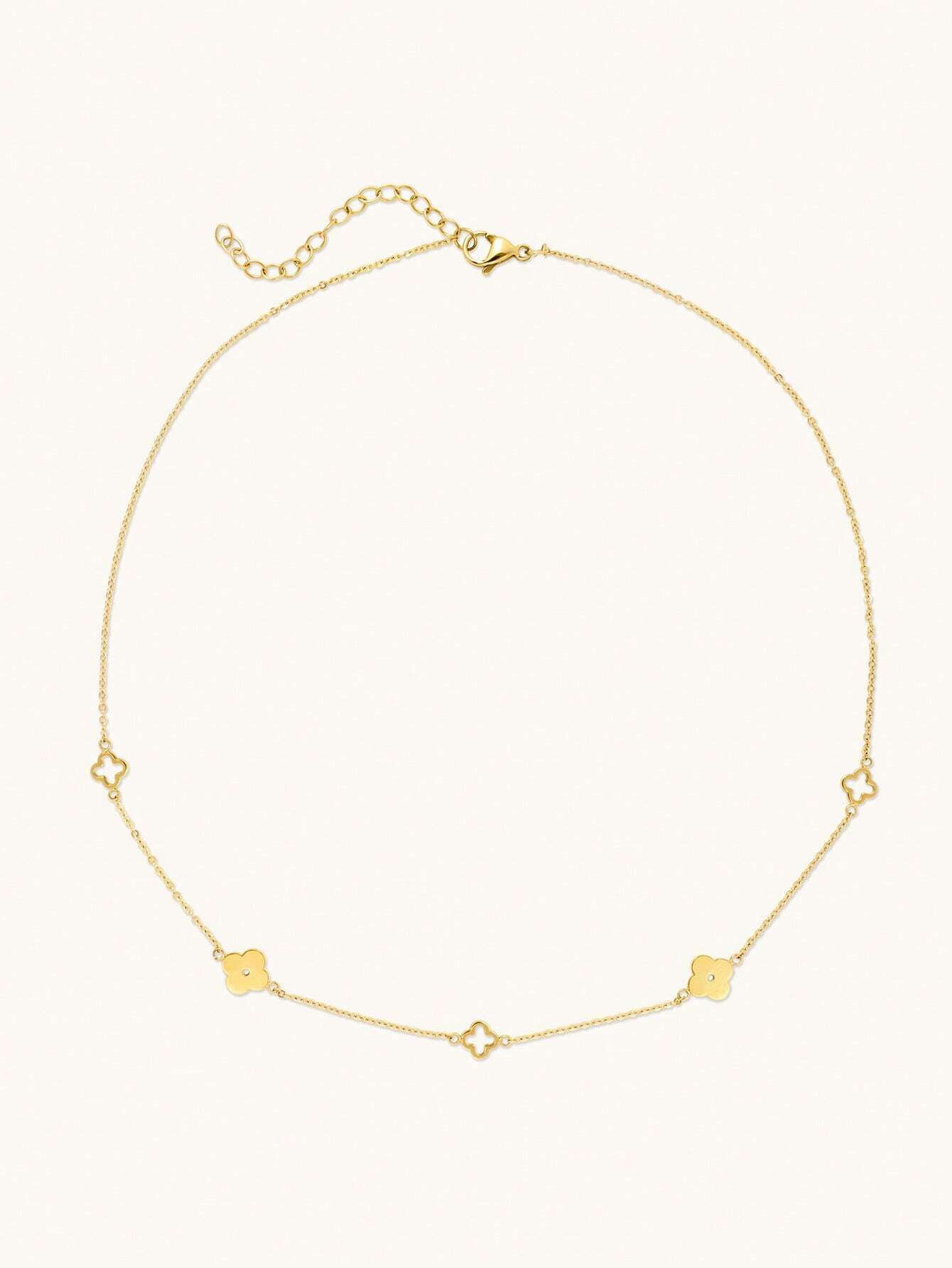 TONSI 1 Pc Style Simple Stainless Steel Four-Leaf Clover Plum Blossom Necklace - Image 4
