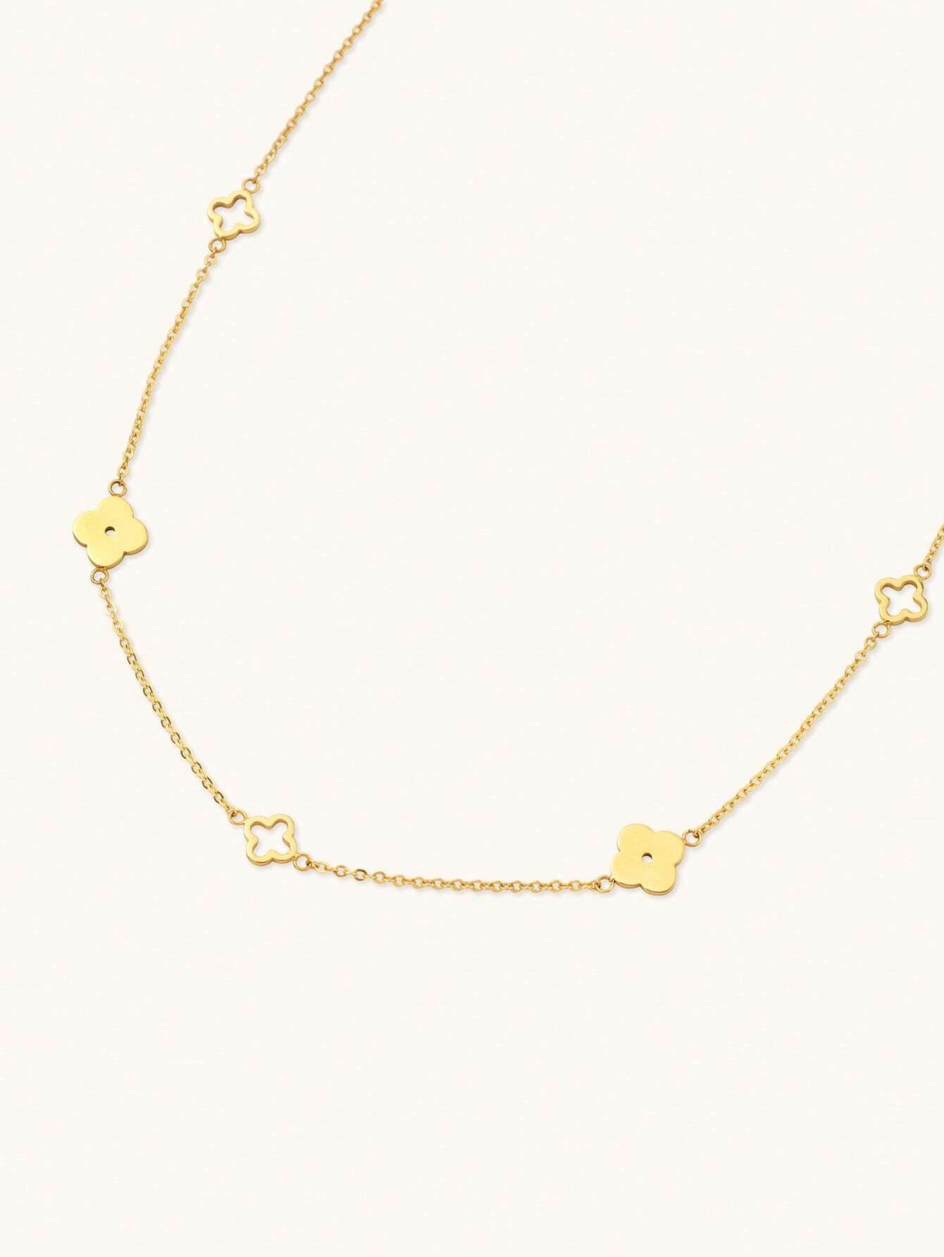 TONSI 1 Pc Style Simple Stainless Steel Four-Leaf Clover Plum Blossom Necklace - Image 3