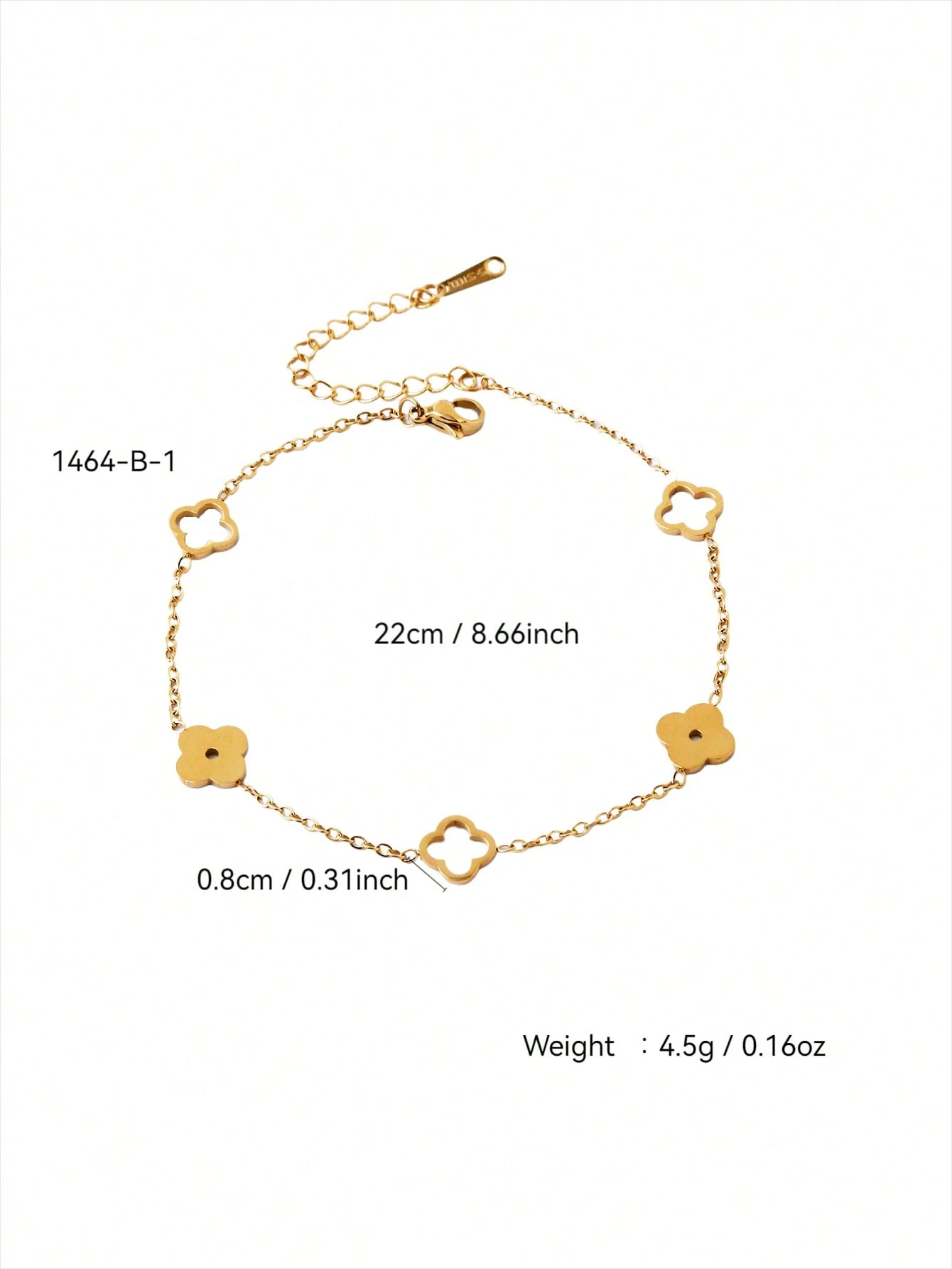 TONSI 1pc Elegant Stainless Steel 18k Gold Plated Clover Anklet - Image 4