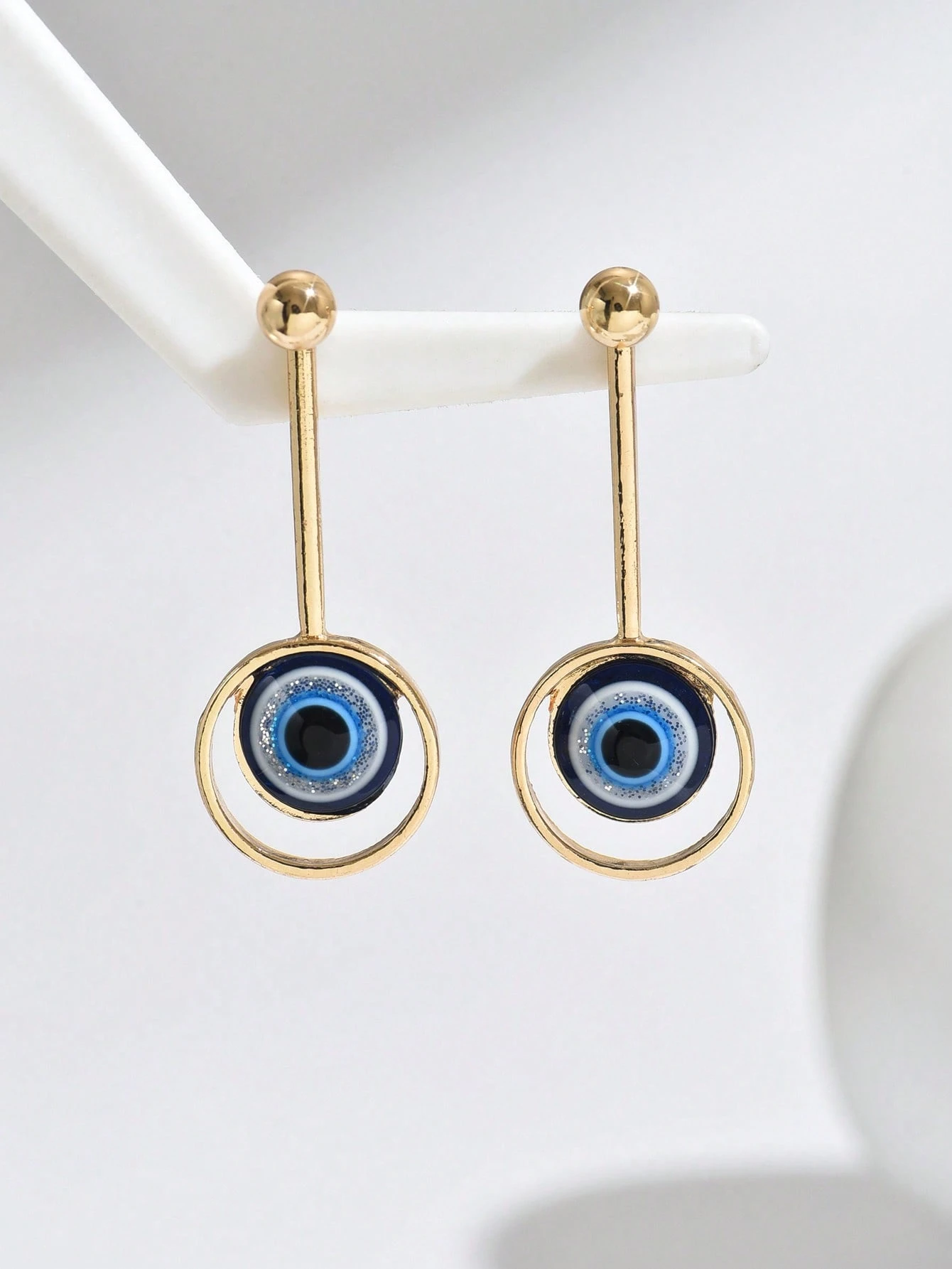1 Pair Minimalist & Unique Women Fashion Earrings, Vintage Turkish Blue Eye Pendant - Image 3