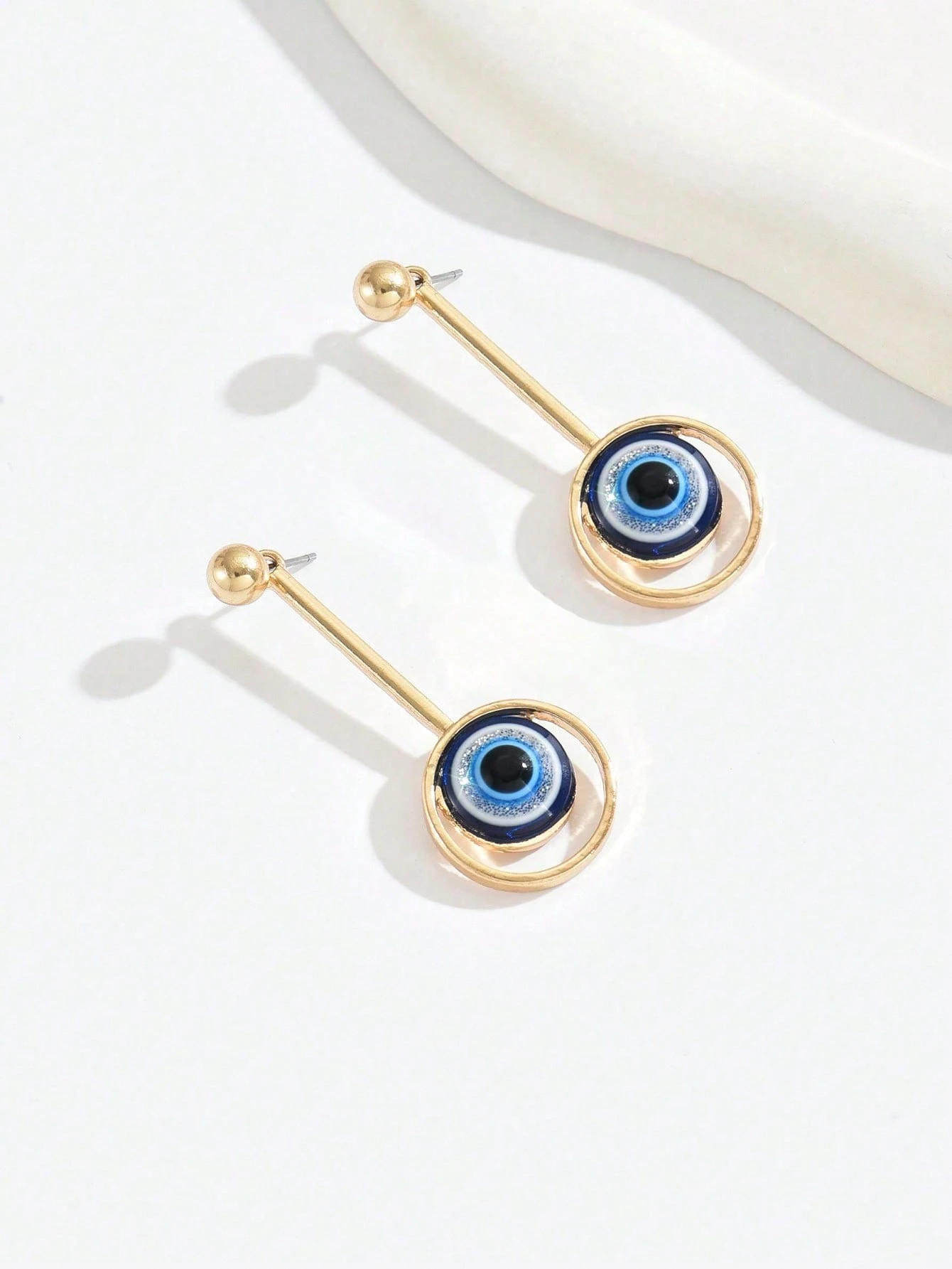 1 Pair Minimalist & Unique Women Fashion Earrings, Vintage Turkish Blue Eye Pendant - Image 4