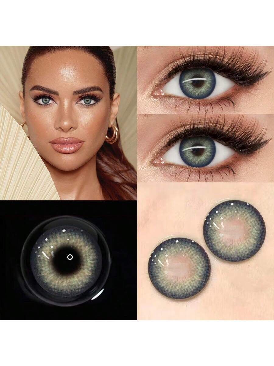 1 Pair Of Green Contact Lenses For Eye Beauty Eye Cosmetics Diameter 14.5 Mm