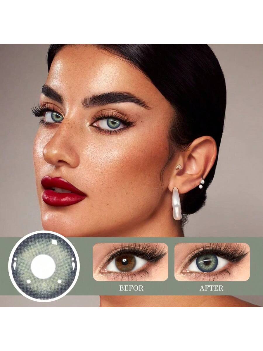 1 Pair Of Green Contact Lenses For Eye Beauty Eye Cosmetics Diameter 14.5 Mm - Image 4