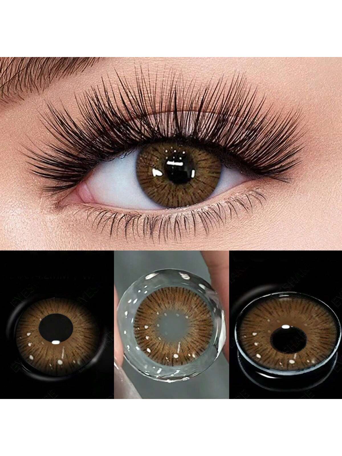 1 Pair Of Dark Brown Colored Contact Lenses,  Disposable Large Diameter