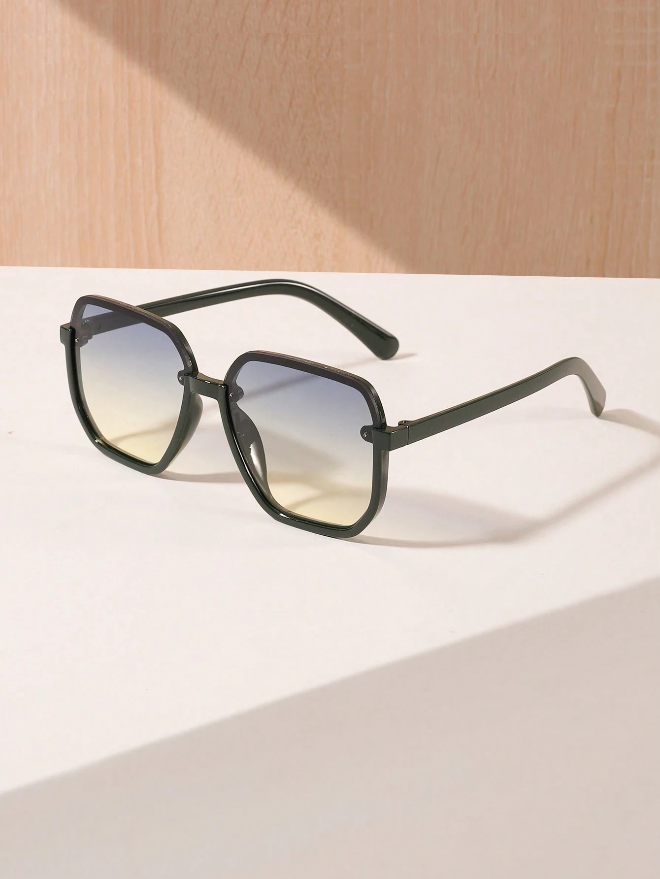 1 Pc Women Y2K Vintage Square Frame Green Full Frame Fashion Fashion Glasses - Image 3