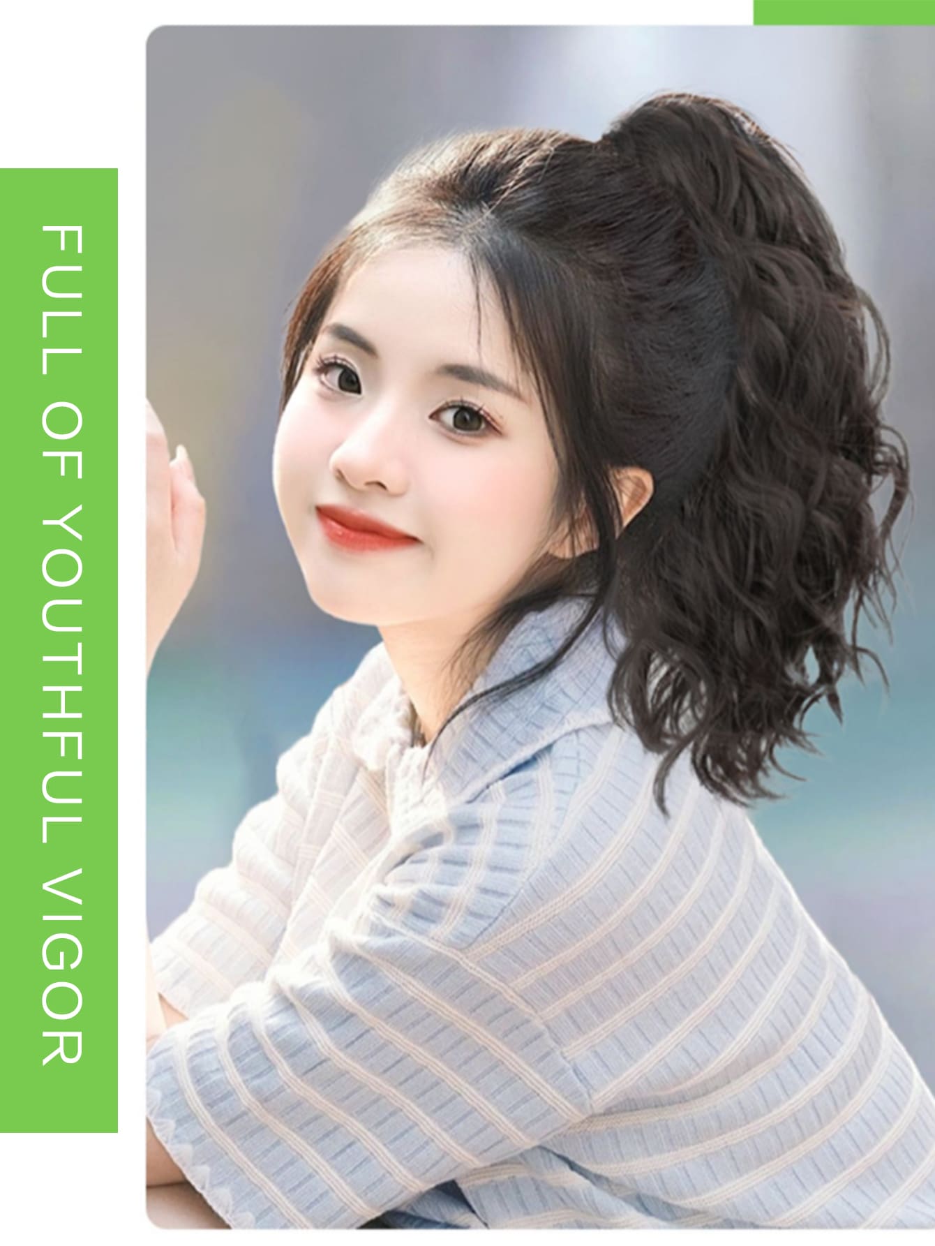 1pc Claw Clip Water Wave Ponytail With Big Curls, 16 Inches, Brown/black Mix Color High Ponytail - Image 4