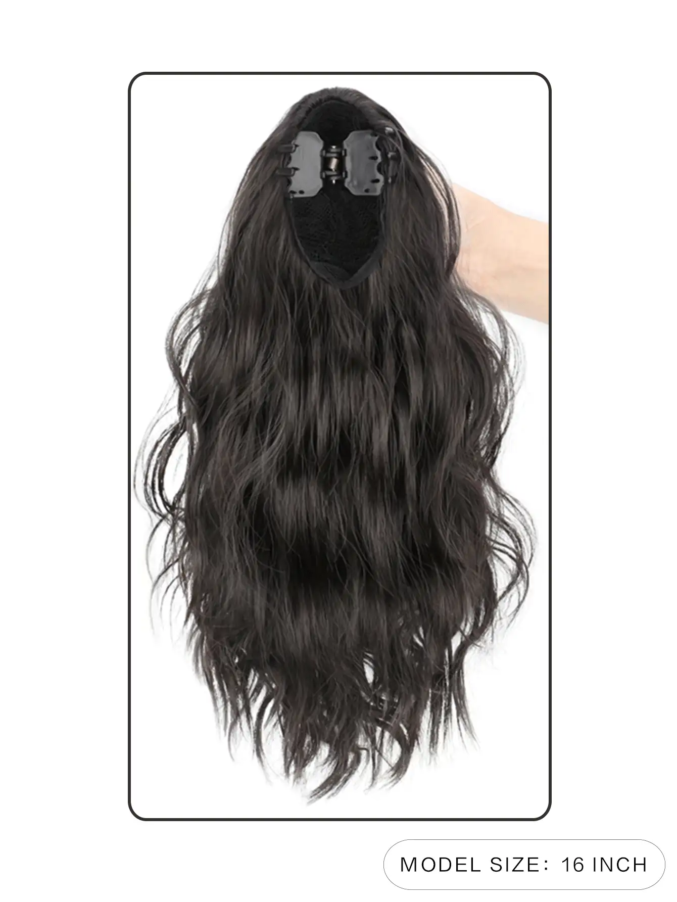 1pc Claw Clip Water Wave Ponytail With Big Curls, 16 Inches, Brown/black Mix Color High Ponytail - Image 6