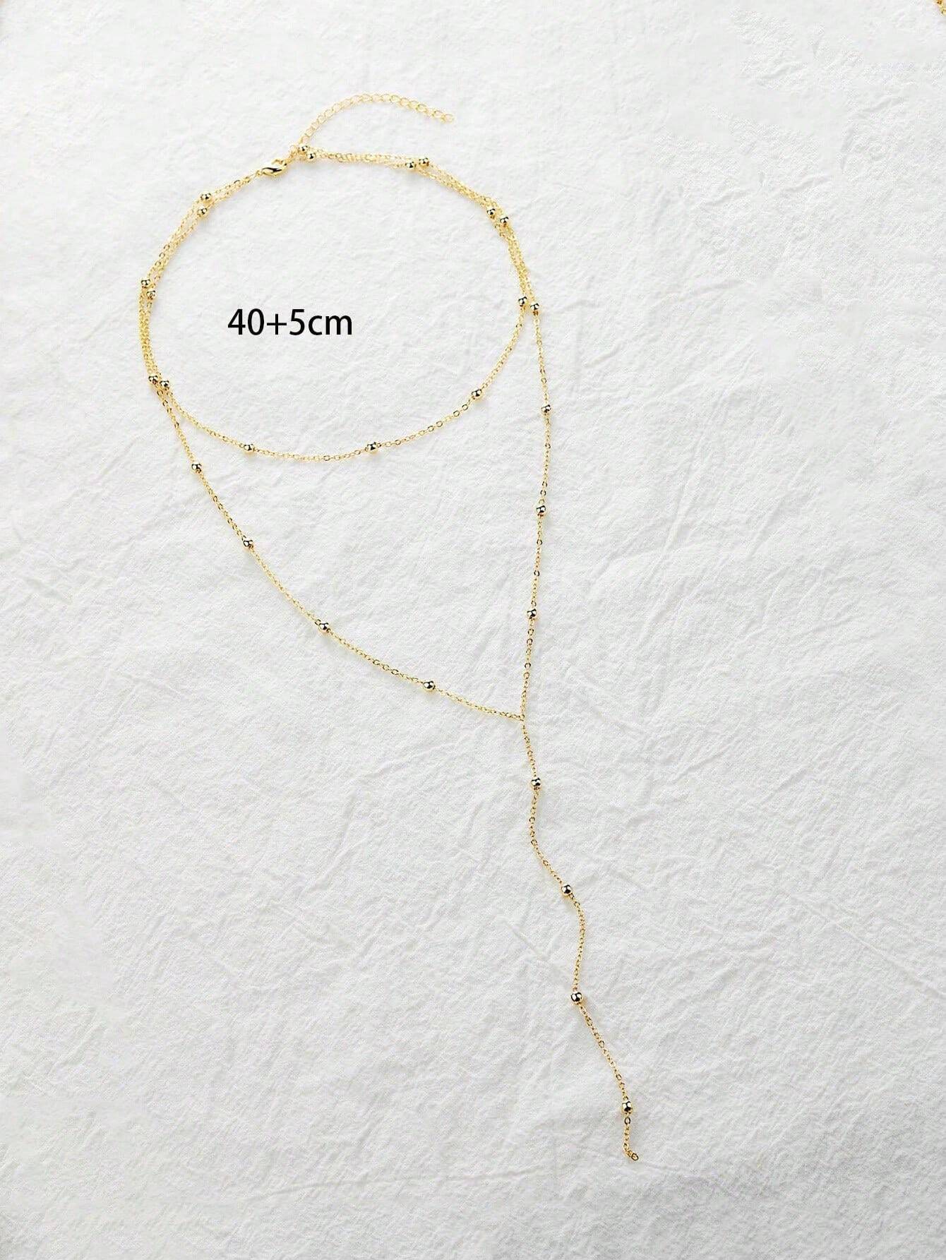 1pc Gold Stainless Steel Plated 18K Round Ball Personalized Design Long Necklace Chain - Image 3